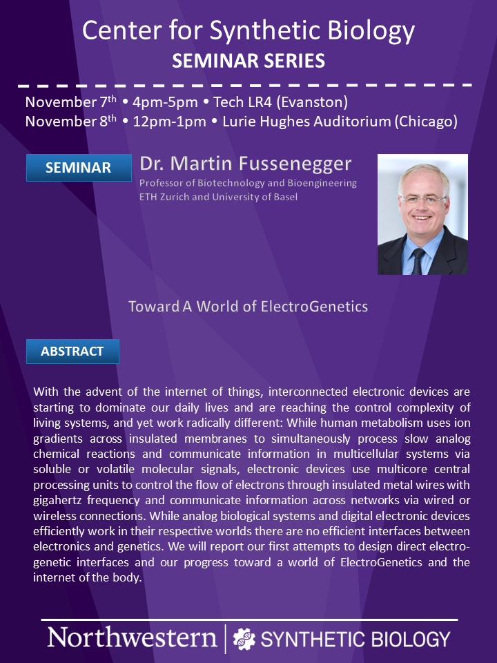 flyer for Dr. Martin Fussenegger CSB Seminar
